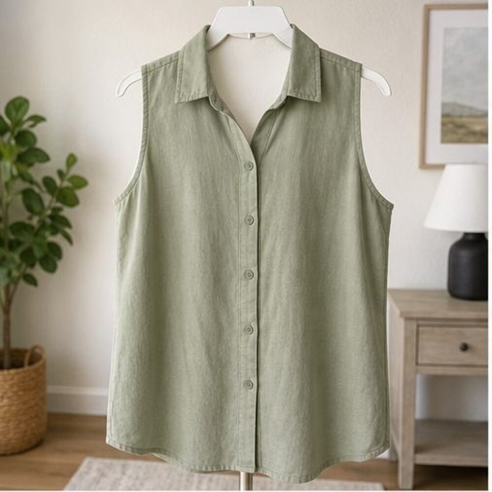 Sage Button Blouse